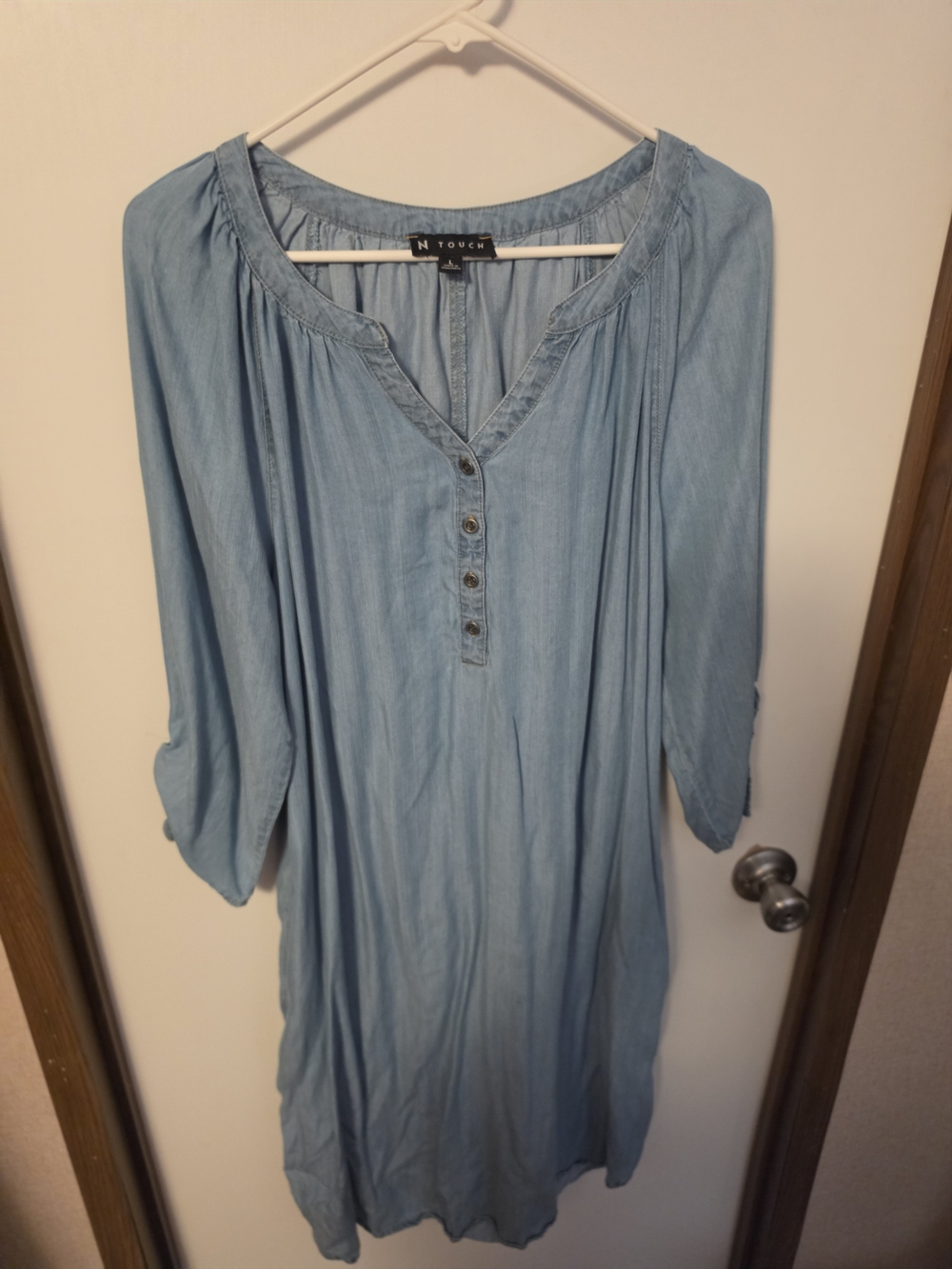 Light Blue Denim-Style Women's Tunic Top